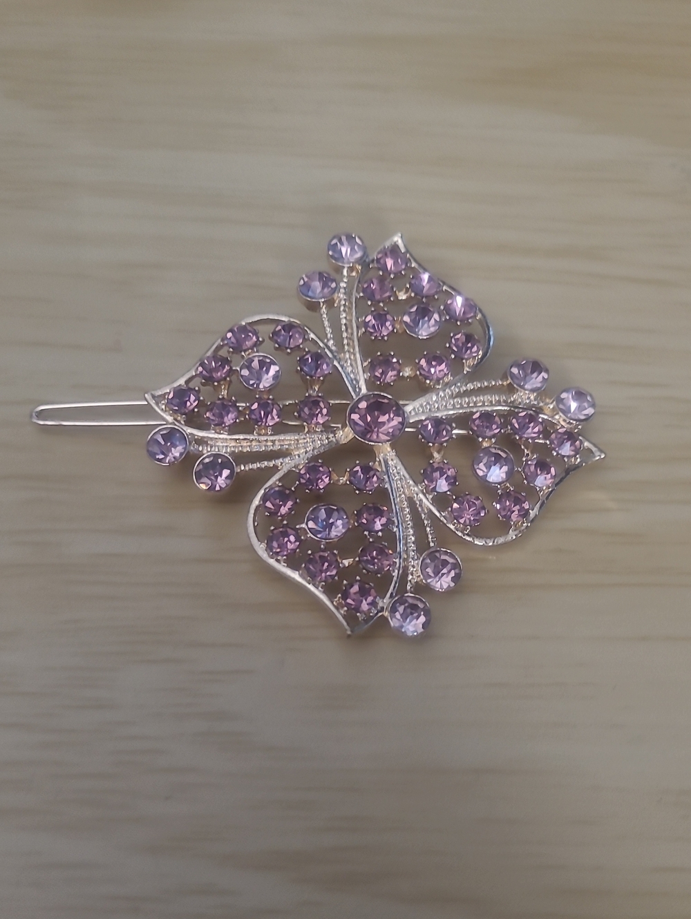 Purple Crystal Butterfly Hair Pin -  Sparkling Accent NWOT